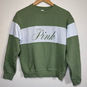 PINK Victoria's Secret Olive and White Crew Neck Sweater #16